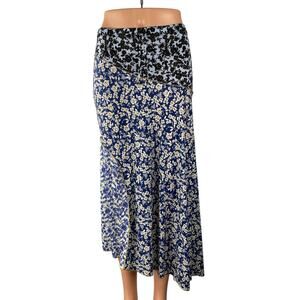 MNG Mango Women's Multicolor Floral Patchwork Midi Godet Flare A-Line Skirt Sz S